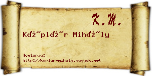 Káplár Mihály névjegykártya