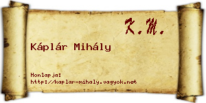 Káplár Mihály névjegykártya