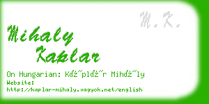 mihaly kaplar business card